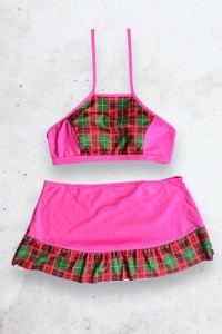 womens patterned skirt bikini set