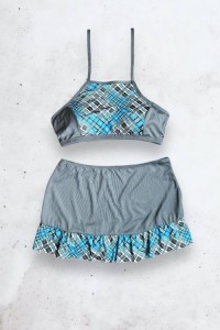 womens patterned skirt bikini set