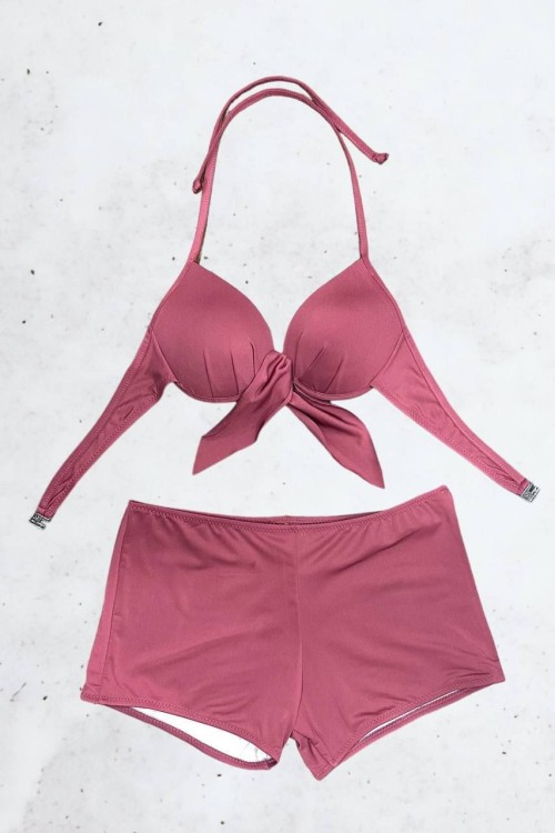 womens lined shorts bikini set